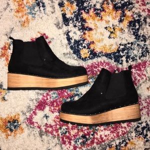 Black Faux Suede Platform Booties
